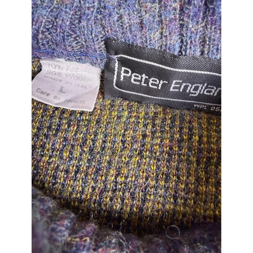 Peter England Vintage Wool Blend Sweater Grandpa Isle Italy Geometric Knit Men L